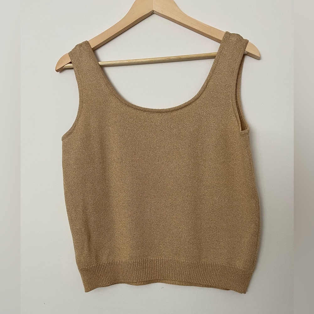 St. John Basic Gold Metallic Knit Top, Vintage - image 2